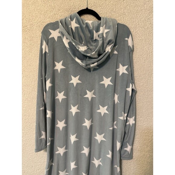 32 Degrees Heat Velour Sleepwear Sweater Dress Hooded Size L/XL Light Blue Stars - Picture 9 of 12